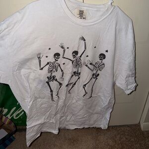 Comfort Colors White Shirt with Dancing Skeletons